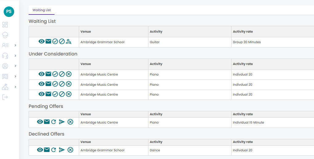 Waiting List - Portal - Allow Teachers To Manage